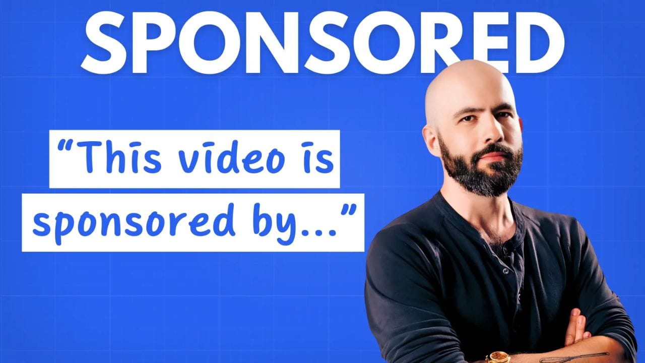 A screenshot of a YouTube video thumbnail featuring a person holding a stack of cash, with the title "How I Make Money on YouTube." The video is sponsored by a company.