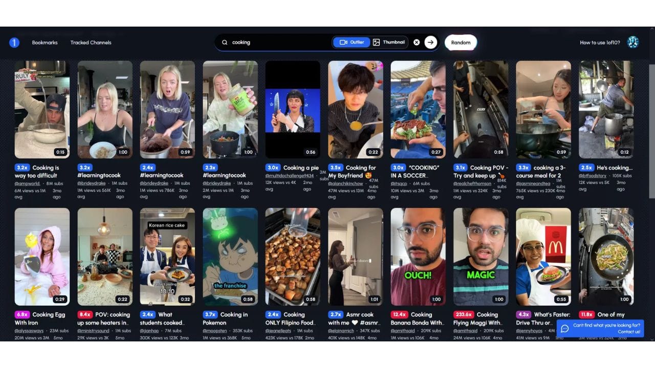 A YouTube search results page displaying videos related to cooking. The thumbnails show various cooking scenes, including someone cooking in a soccer stadium, someone cooking a course meal, and someone cooking with a frying pan. The search results also include information about the video's length, views, and creator.