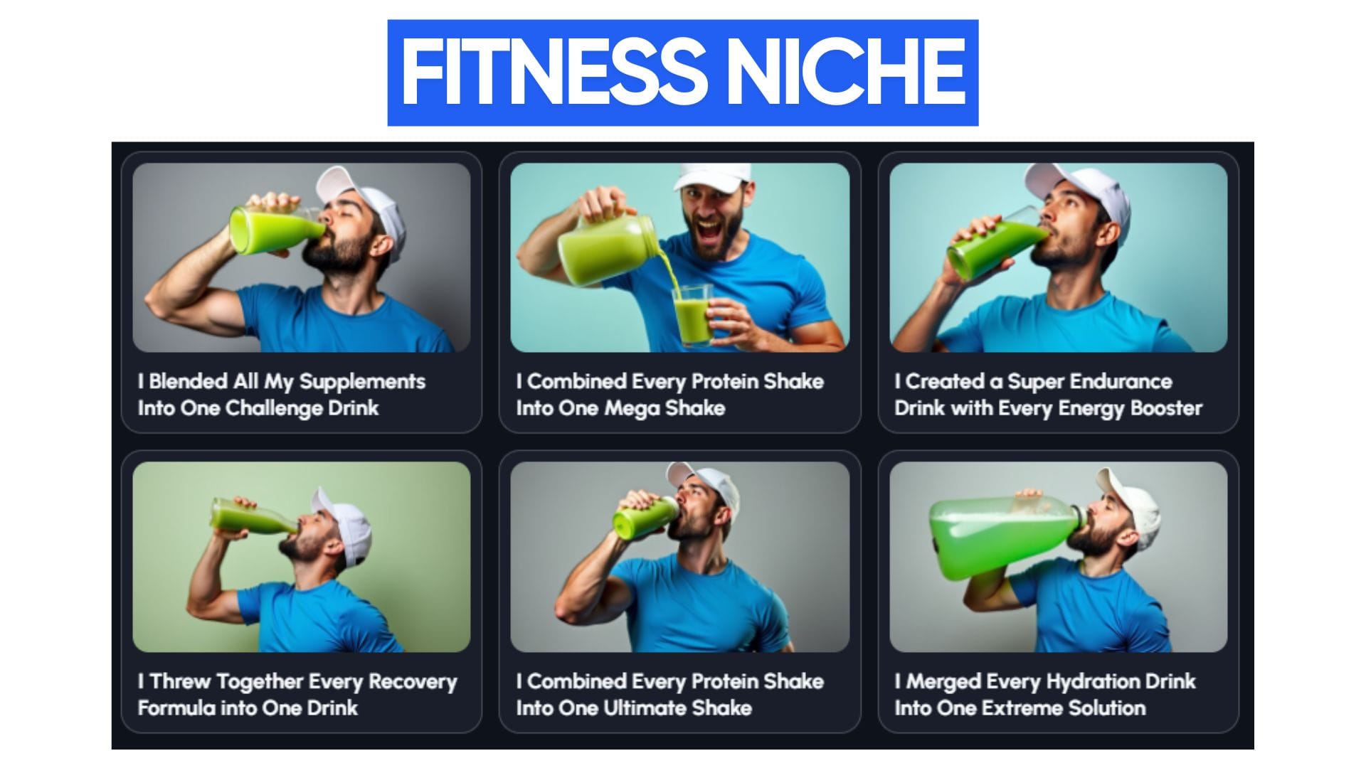 This image showcases popular YouTube videos that have utilized the "I [ACTION] Every [SUBJECT]" format within the Fitness niche.