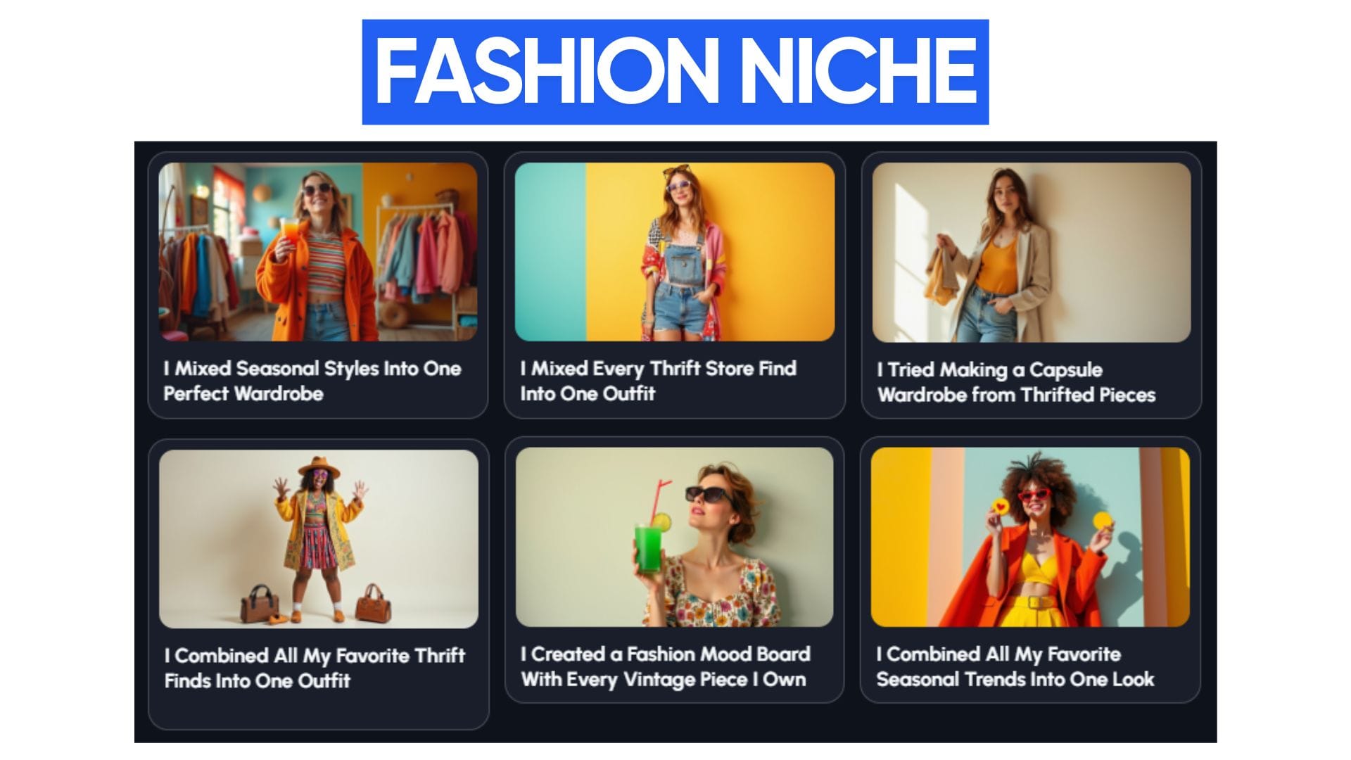This image showcases popular YouTube videos that have utilized the "I [ACTION] Every [SUBJECT]" format within the Fashion niche.