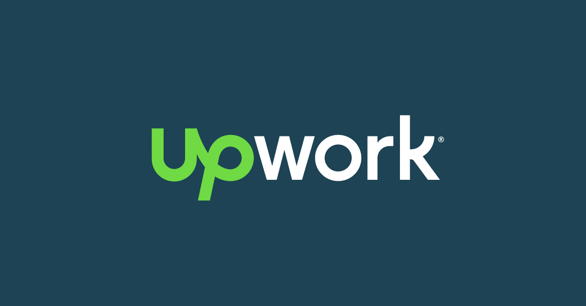 The Upwork logo, with "Upwork" in white and green letters on a dark blue background.