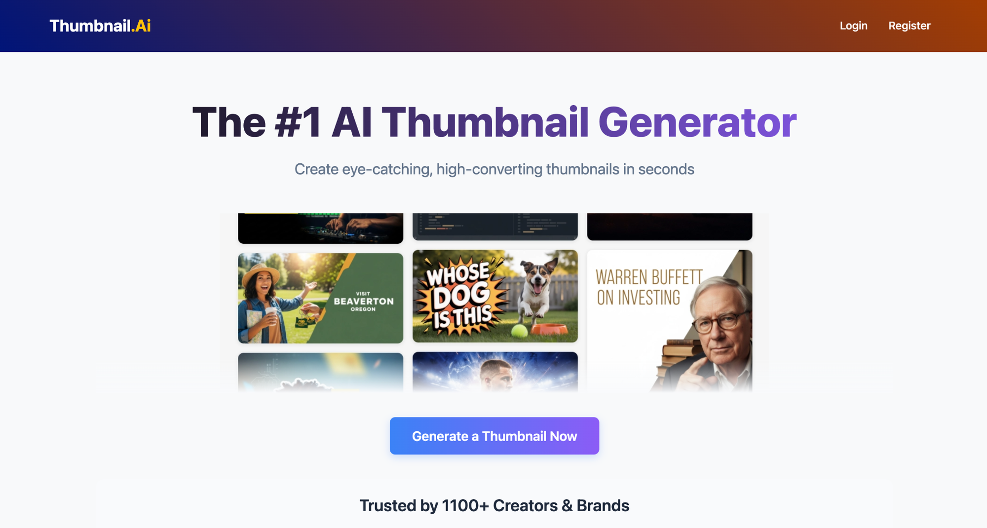 Thumbnail.AI homepage