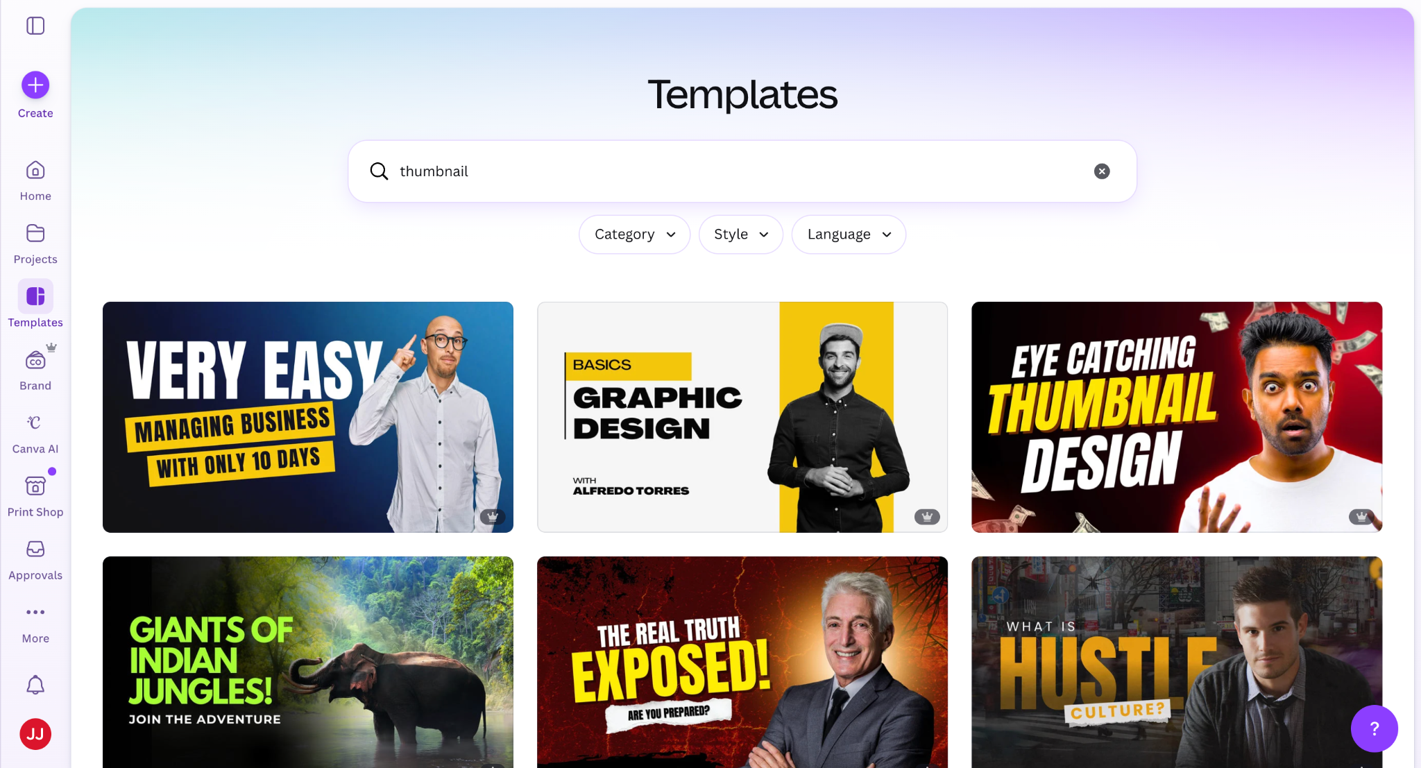 Canva template library