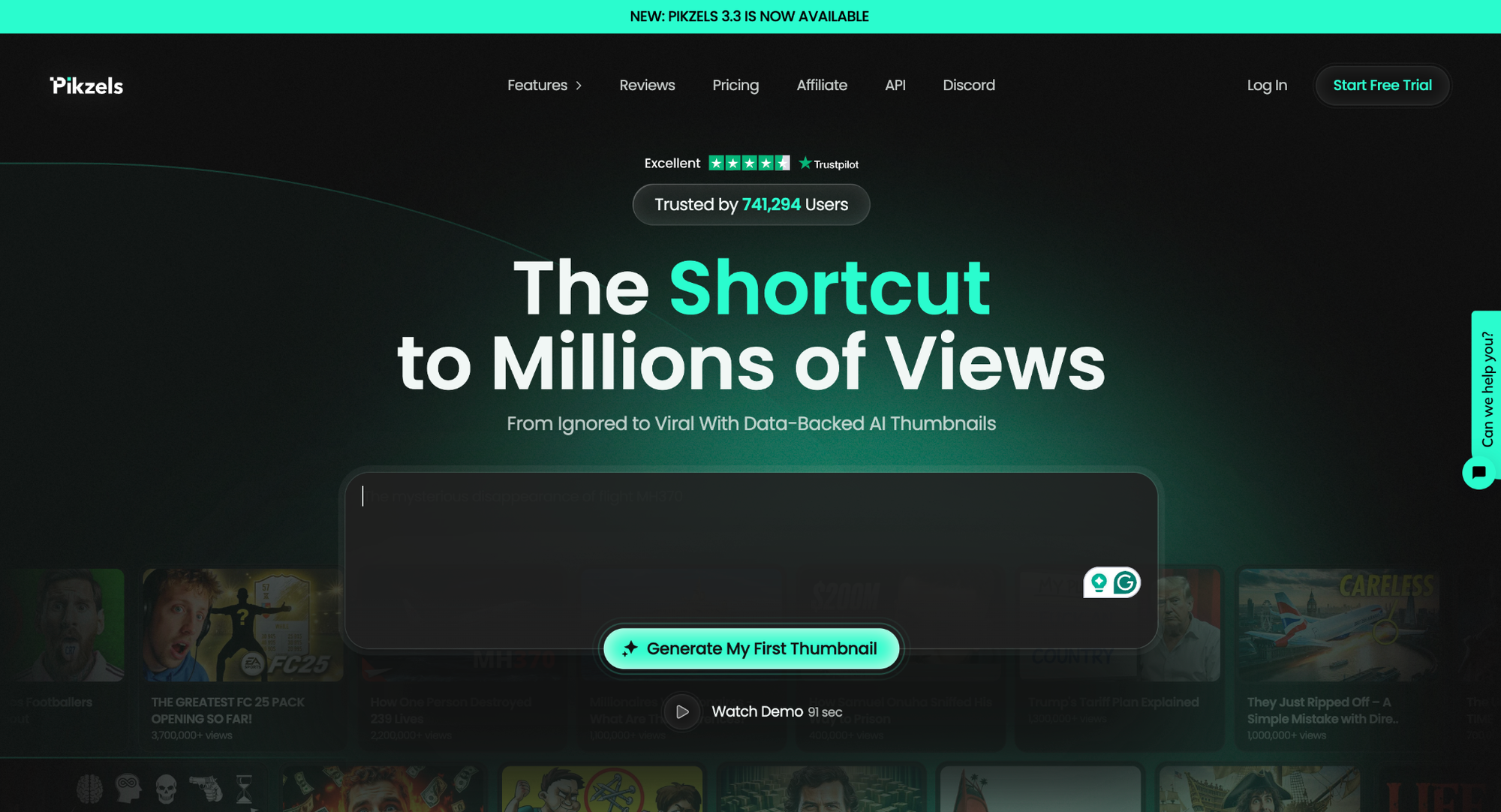 Pikzels homepage