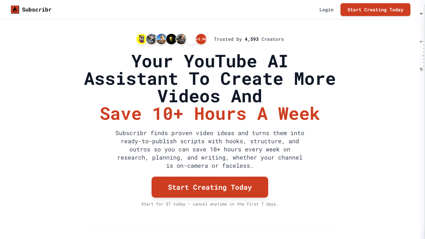 Subscribr homepage
